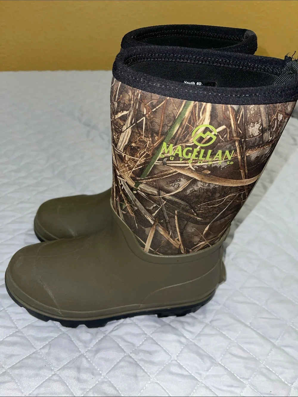 Magellan Outdoors Olive Green and Camouflage Youth Pull-On Boots